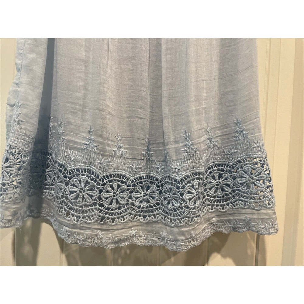 Love Stitch Lt. Blue Tank Top  Embroidered Detail Front & Back Preowned Size S - Picture 8 of 9